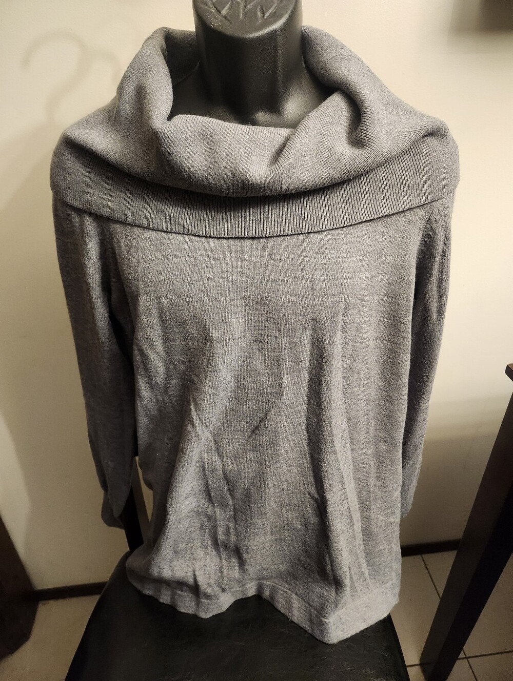 French Connection Women's Gray Off-Shoulder Cowl Neck Sweater- Size 1X